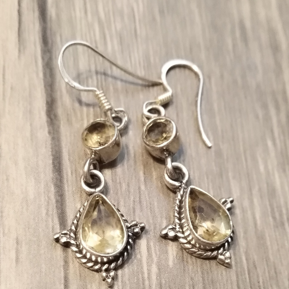 Citrine Sterling Silver bohemian earrings